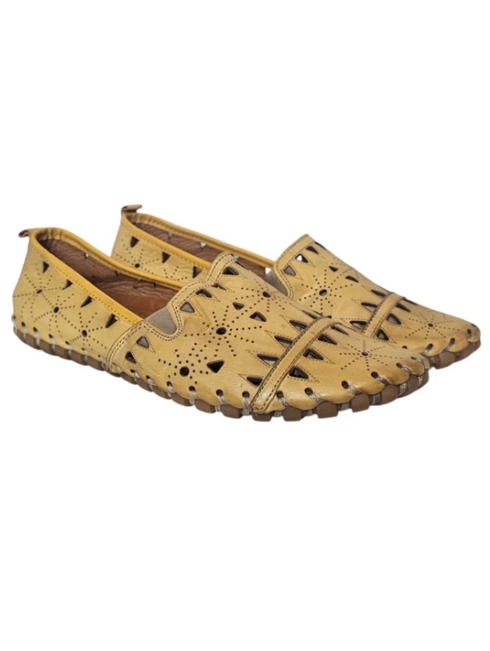 Spring Step Fusaro Slip-On Loafers Women's Size 38 Yellow Leather Boho Artisan